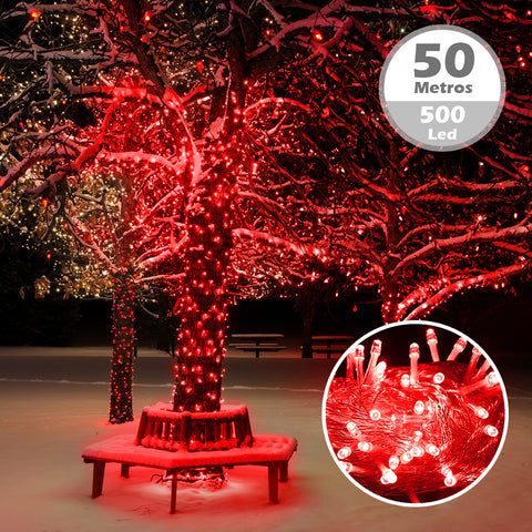 LUCES LED ROJAS | 500 BOMBILLOS - 50 METROS